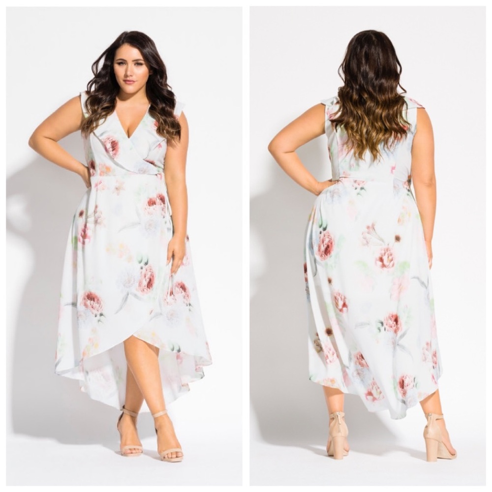 City Chic daydream wrap dress high low spring floral